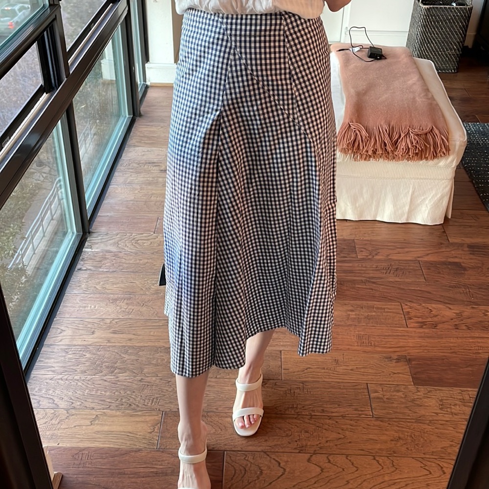 Theory blue checkered skirt